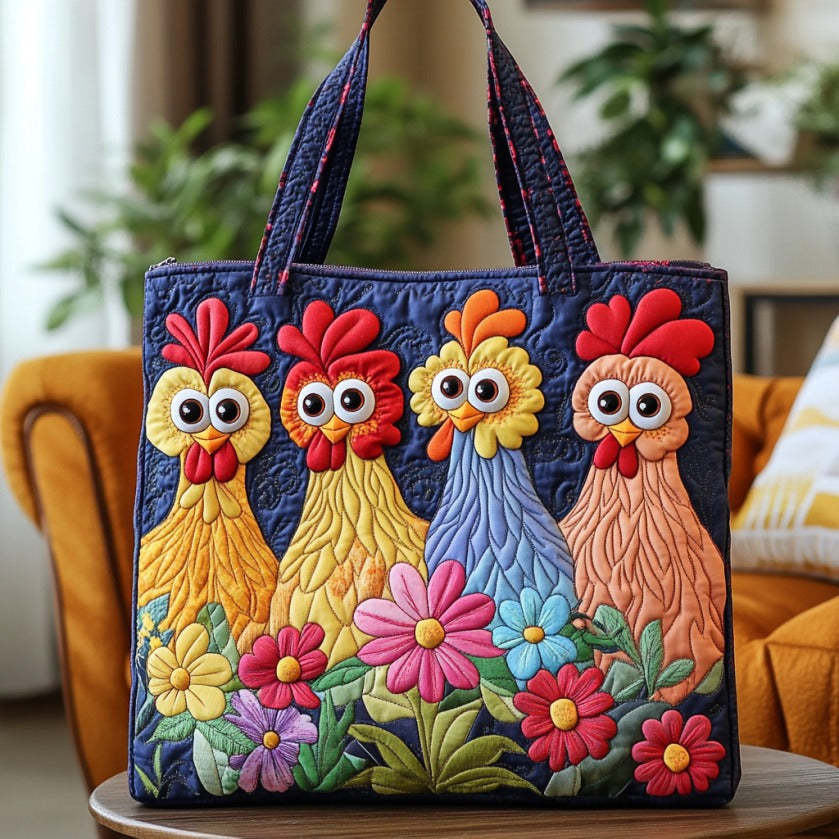 Funny Chickens XR2708018CL Quilted Tote Bag