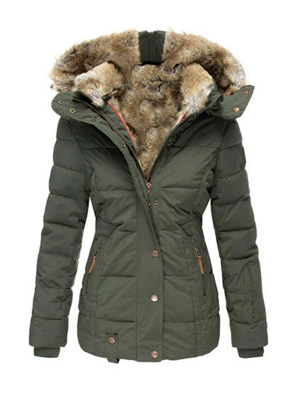 Women's Winter Outdoor Hiking Parka Coat with Faux Fur Lined Outdoor Windproof Coat