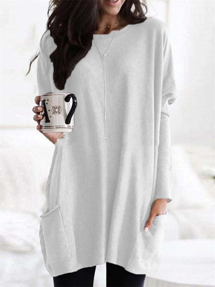 Women's Relaxed Long Sleeve Crew Neck Shirts with Pockets