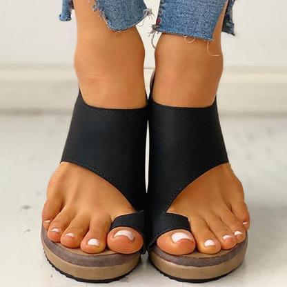 Womens Toe Ring Cutout Slingback Ankle Buckle Wedge Sandals