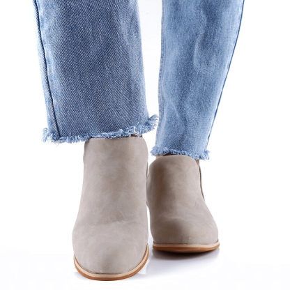 Women Orthopedic Ankle Boots Zipper Stacked Heel