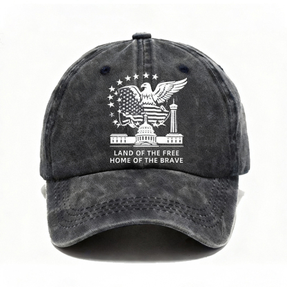 Vintage Patriotic Eagle Denim Cap – “Land of the Free, Home of the Brave”
