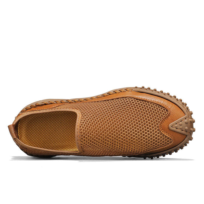 ⏰Fresh Steps – 60% OFF🛒 Men’s Slip-On Orthopedic Casual Walking Shoes – Breathable Mesh, Leather Trim, Arch Support & Non-Slip Rubber Sole for Outdoor Trekking