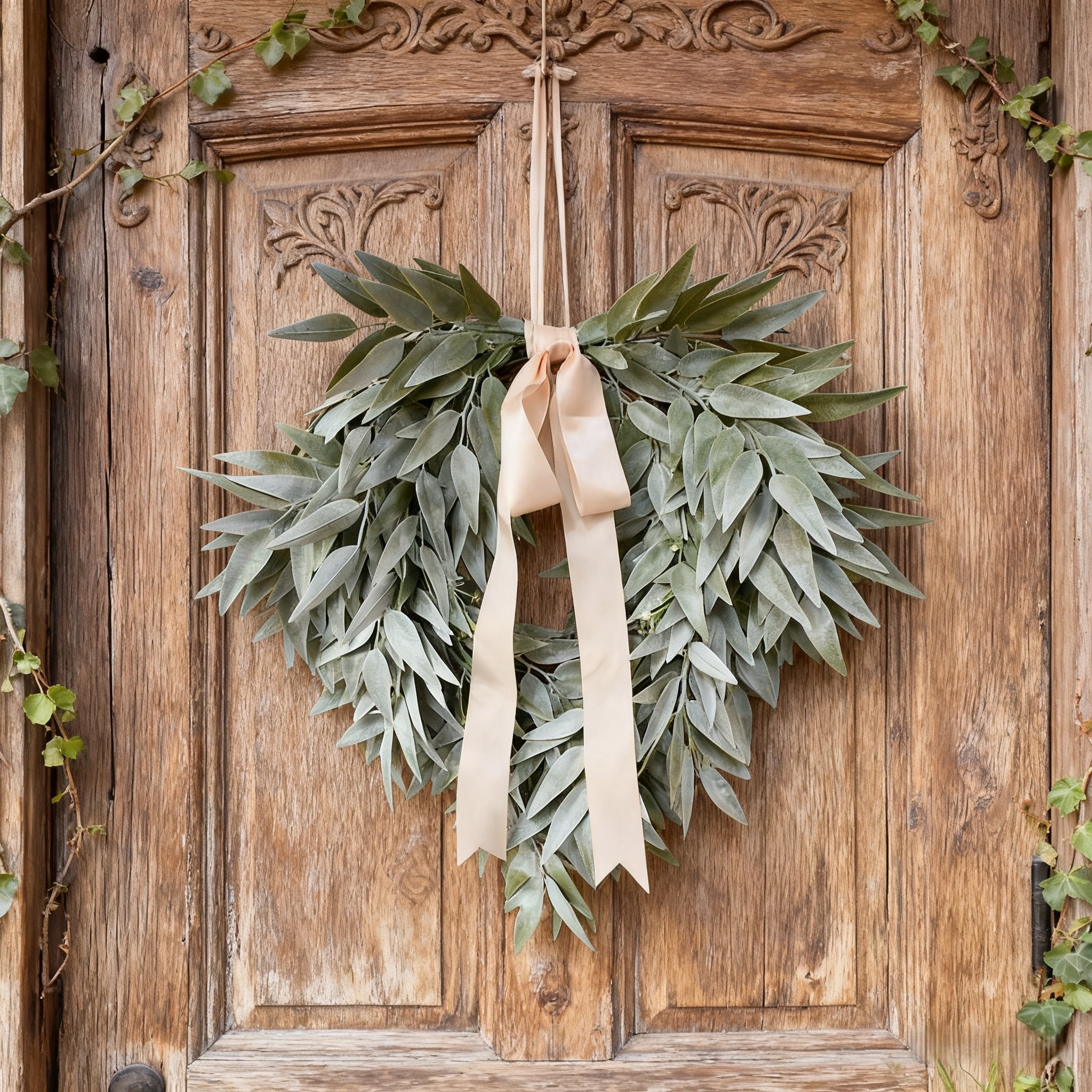 Frosted Olive Leaf Wreath/Christmas Wreath