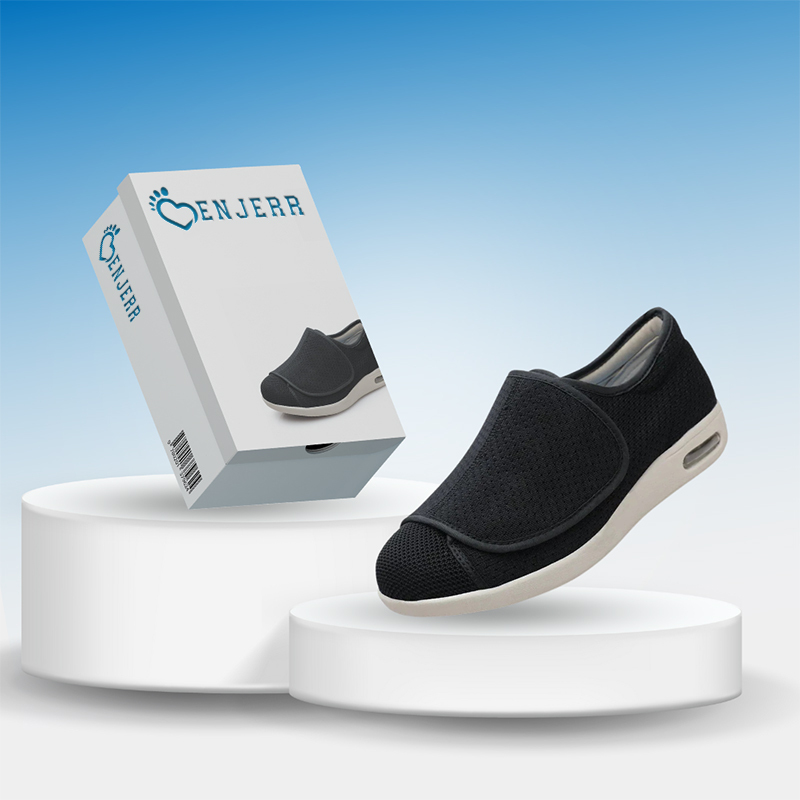 Wide Pain Relief Diabetic Shoes Black Grey