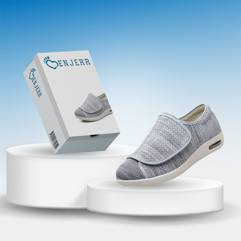 Wide Pain Relief Diabetic Shoes Black Grey
