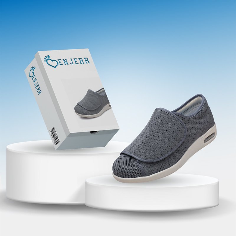 Wide Pain Relief Diabetic Shoes Black Grey