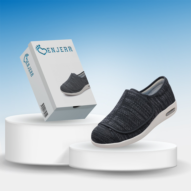Wide Pain Relief Diabetic Shoes Black Grey