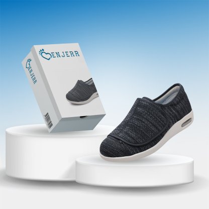 Wide Pain Relief Diabetic Shoes Black Grey