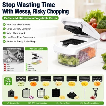 🔥LAST DAY 49% OFF - PrepGeniusTM 15-Piece Vegetable Cutter Set