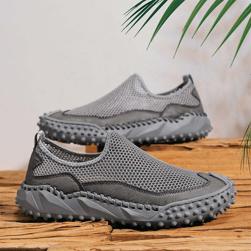 ⏰Fresh Steps – 60% OFF🛒 Men’s Slip-On Orthopedic Casual Walking Shoes – Breathable Mesh, Leather Trim, Arch Support & Non-Slip Rubber Sole for Outdoor Trekking