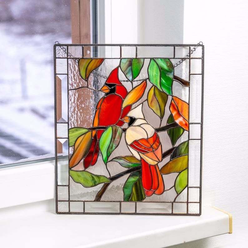 Cardinal Painted Acrylic Glass Panel