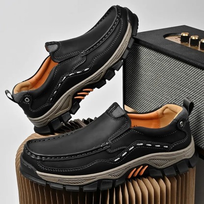 Men Handcrafted Wide Toe Loafers | Arch Support Leather Shoes