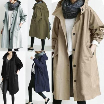 Water Resistant Oversized Hooded Windbreaker Rain Jacket