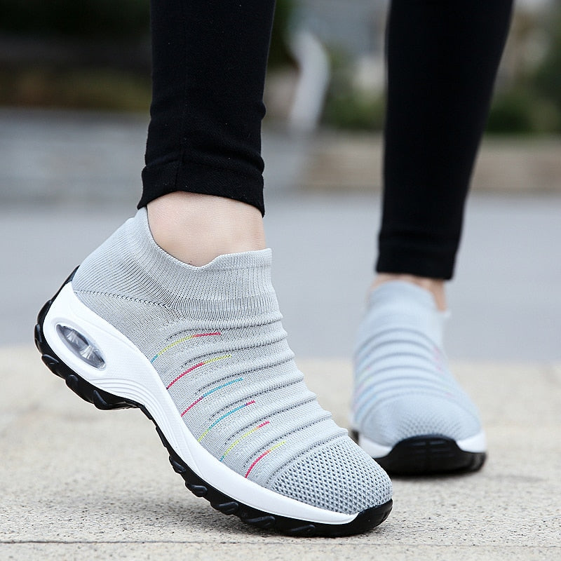Women Fly-knit Breathable Casual Height Increasing Shoes