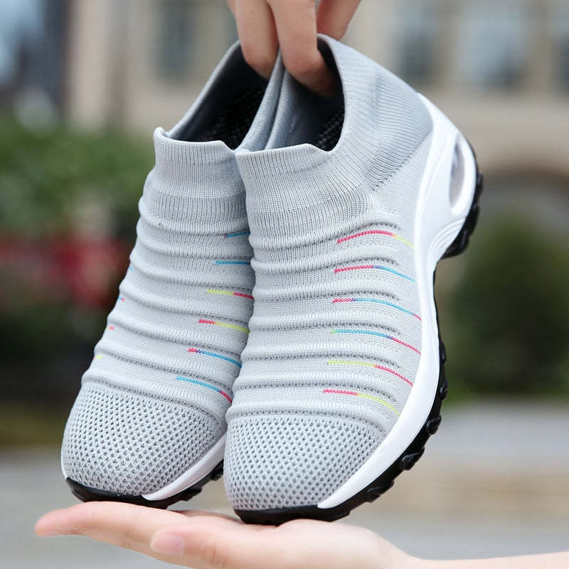 Women Fly-knit Breathable Casual Height Increasing Shoes