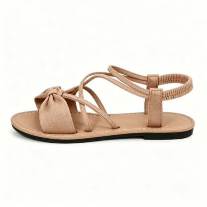 Knot-Front Elastic Ankle Sandals – Easy Slip-On with Arch Support