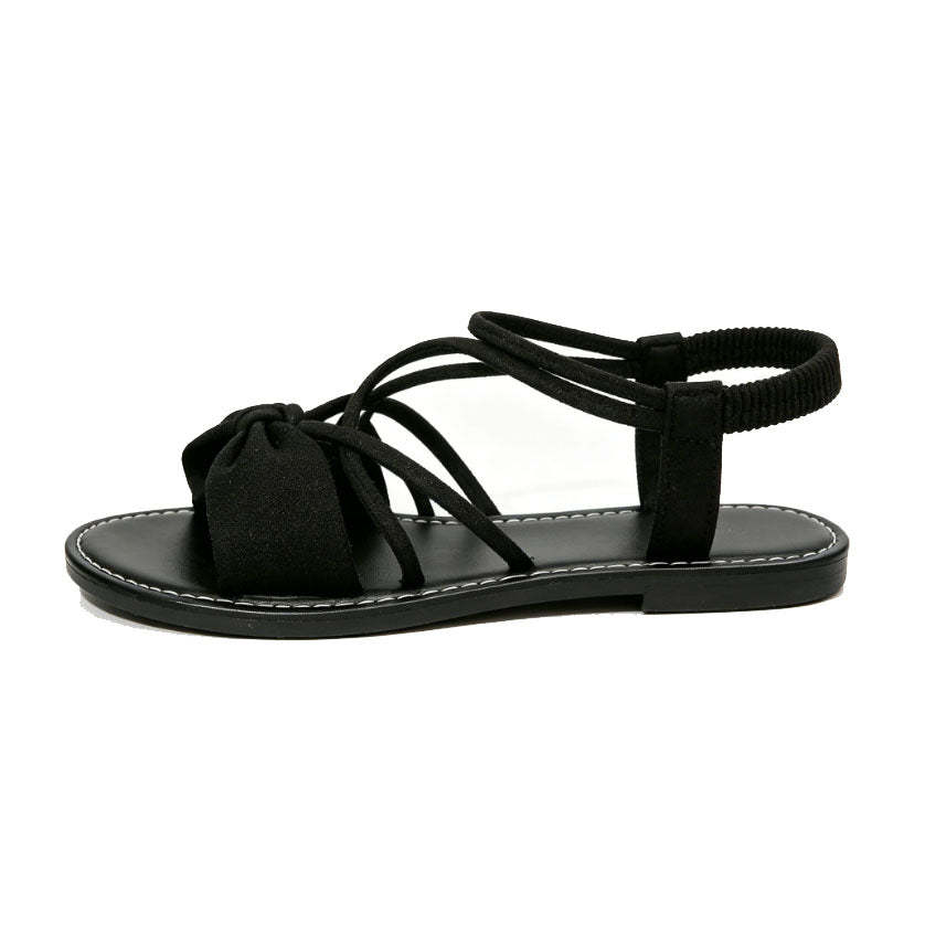 Knot-Front Elastic Ankle Sandals – Easy Slip-On with Arch Support