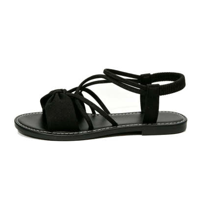 Knot-Front Elastic Ankle Sandals – Easy Slip-On with Arch Support