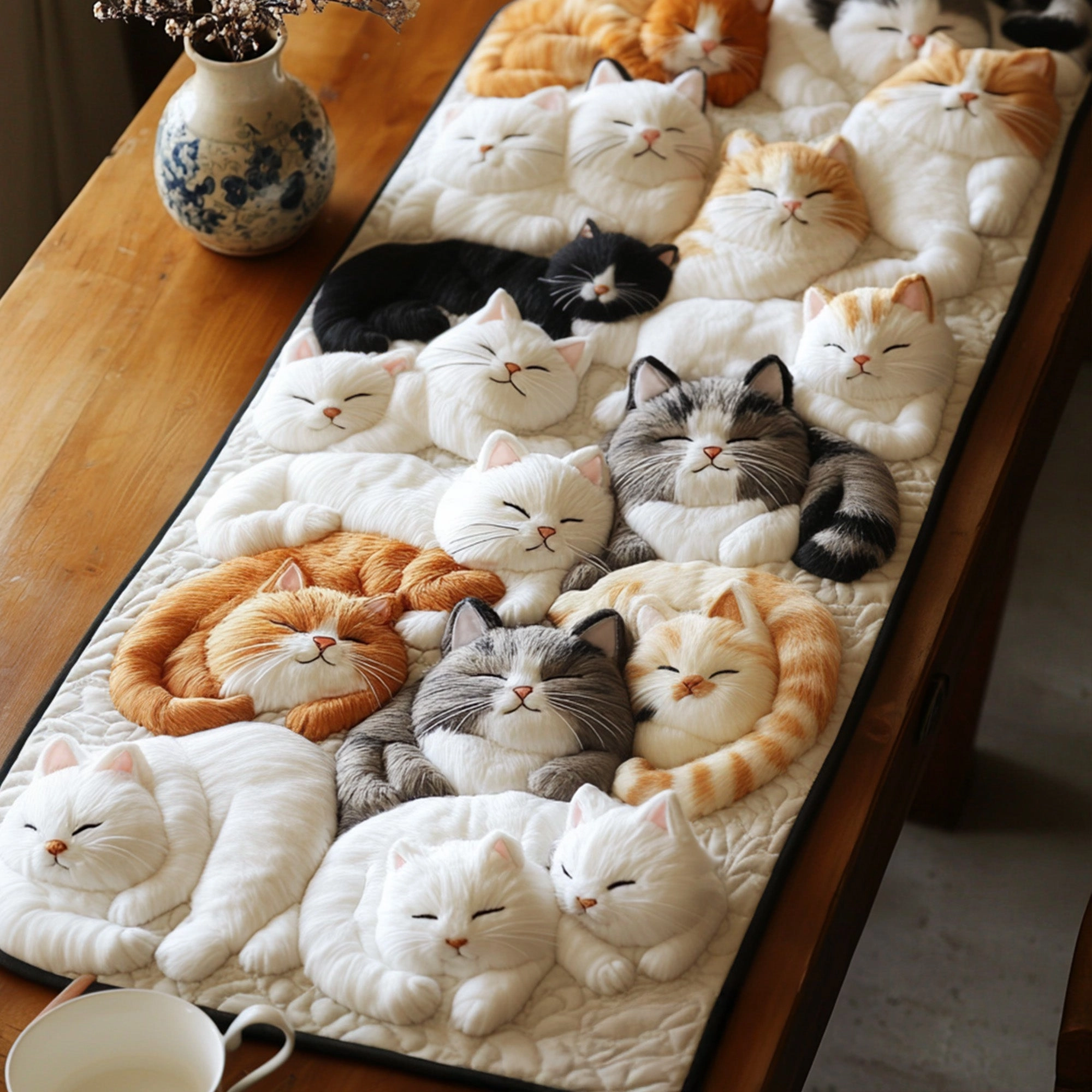 Swirl Pattern Quilted Table Runner