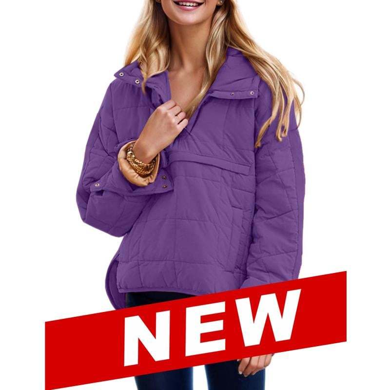 🔥Women's Oversized Hooded Puffer Jacket Quilted Lightweight Winter Warm Pullover Padded Hoodies Coat