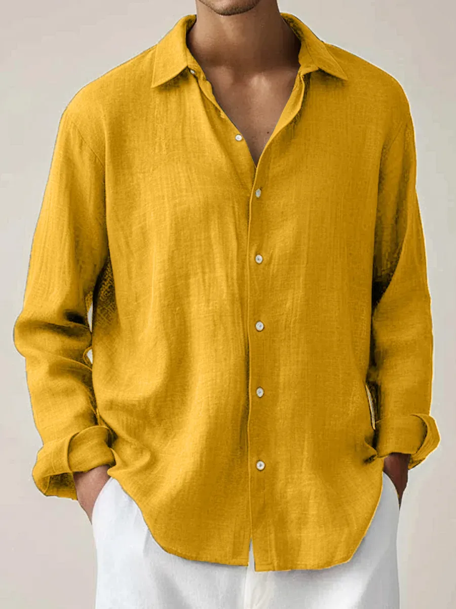 🍂 Early Fall Deal 49% OFF 🍂Men's Cotton-Linen Shirt Basics Solid Color Breathable Plus Size Shirts