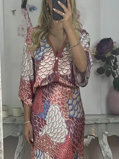 Exquisite Satin Floral Print Off-shoulder Shirt
