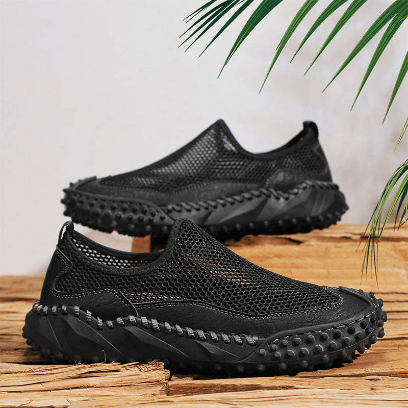 ⏰Fresh Steps – 60% OFF🛒 Men’s Slip-On Orthopedic Casual Walking Shoes – Breathable Mesh, Leather Trim, Arch Support & Non-Slip Rubber Sole for Outdoor Trekking