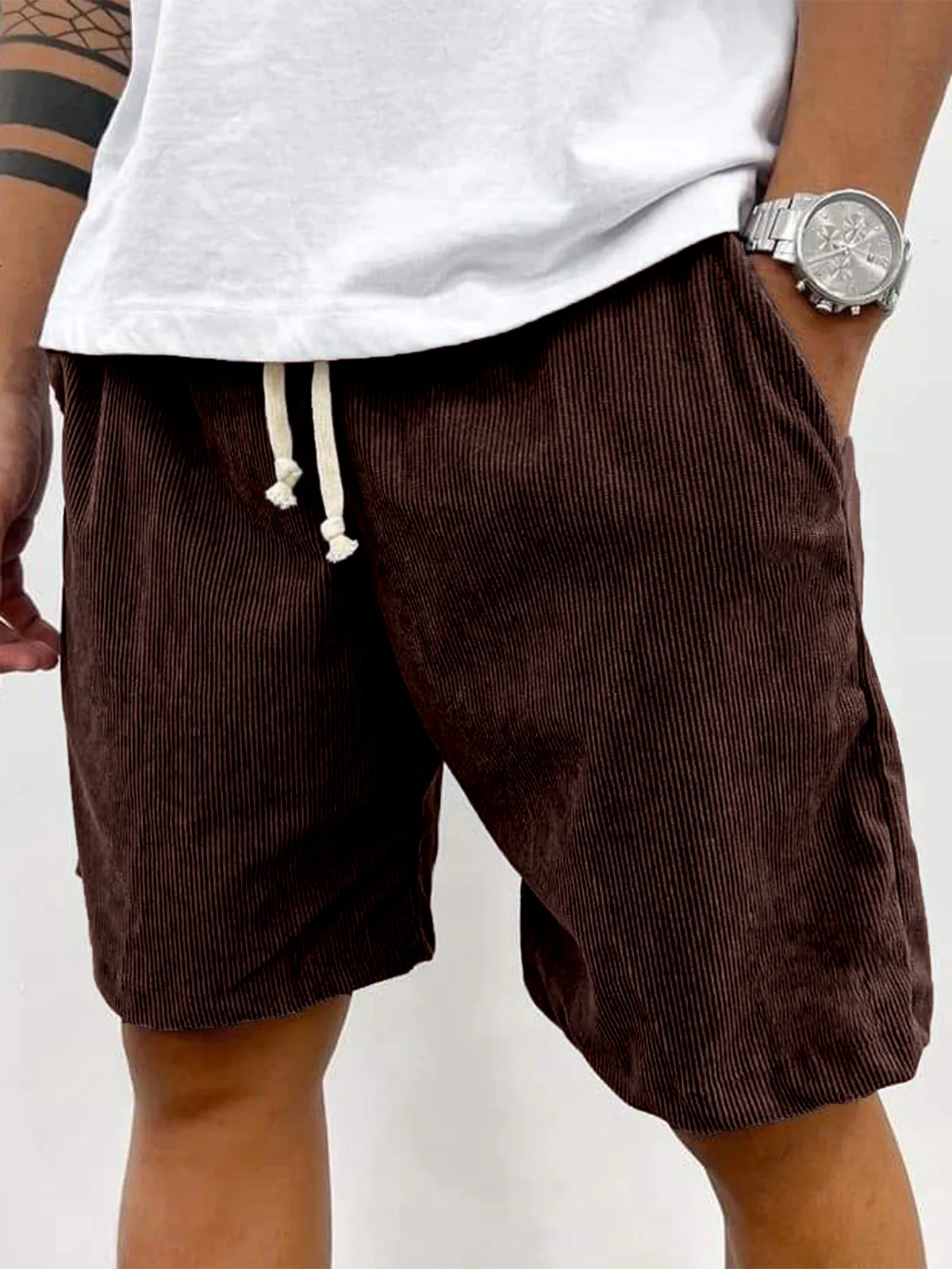 Men's Fashion Vintage Corduroy Casual Shorts With Side Pockets