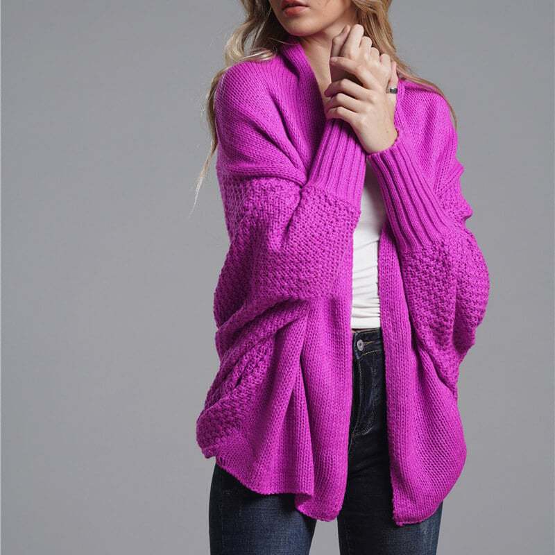 Bat sleeve Plus Size Long Knit Cardigan