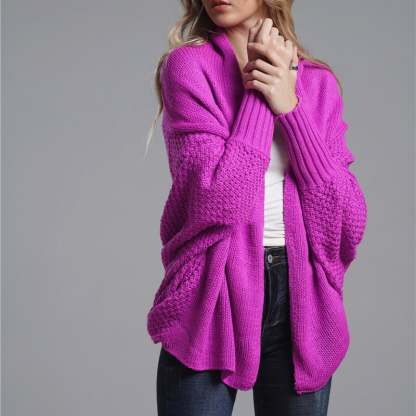 Bat sleeve Plus Size Long Knit Cardigan