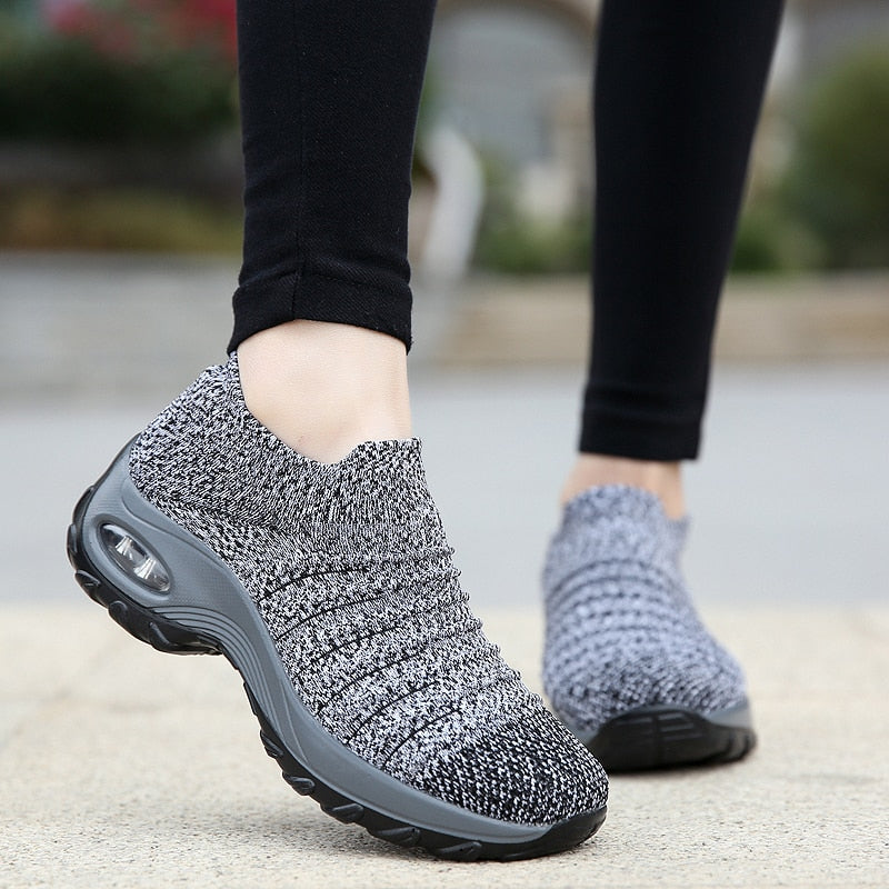 Women Fly-knit Breathable Casual Height Increasing Shoes