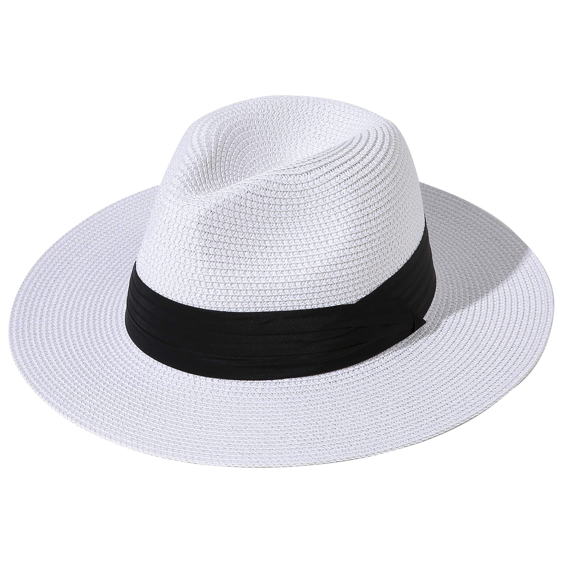 Packable Straw Fedora Panama Sun Summer Beach Hat Cuban Trilby