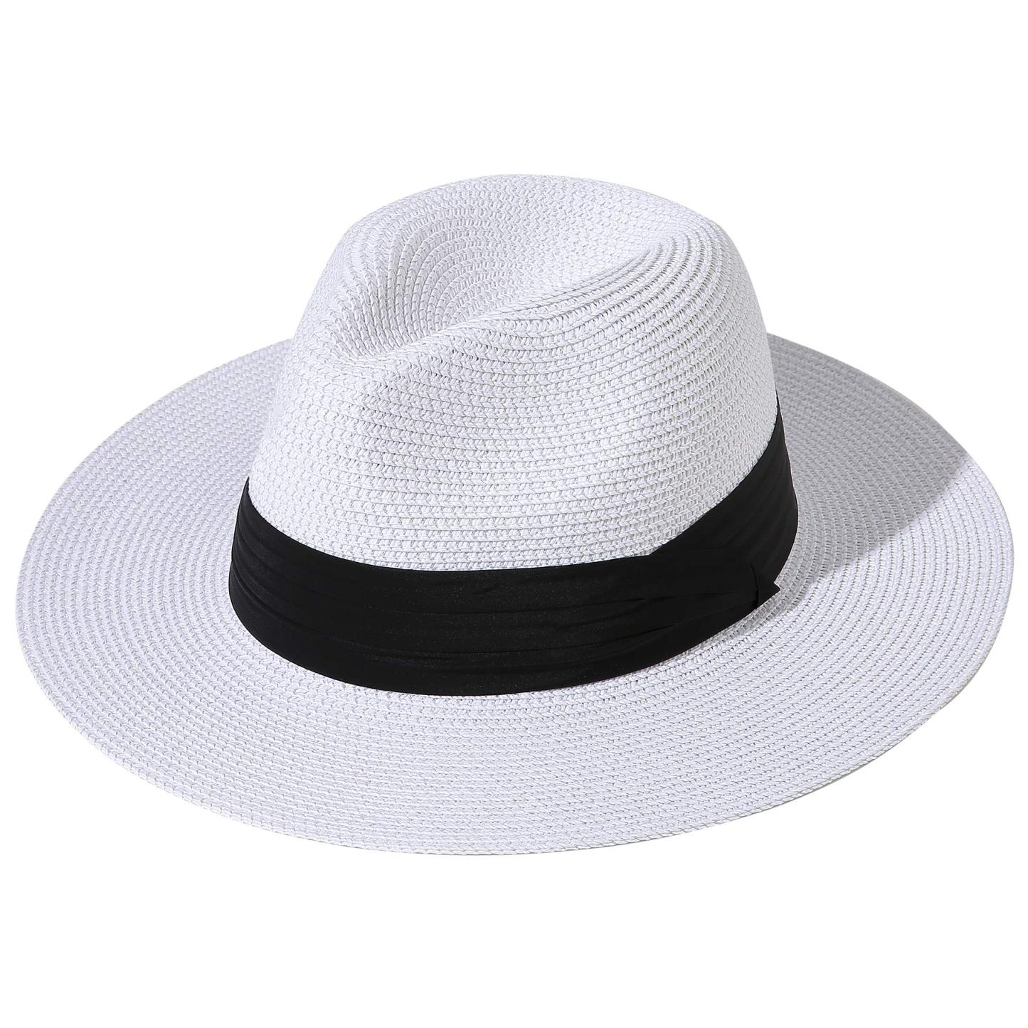 Packable Straw Fedora Panama Sun Summer Beach Hat Cuban Trilby