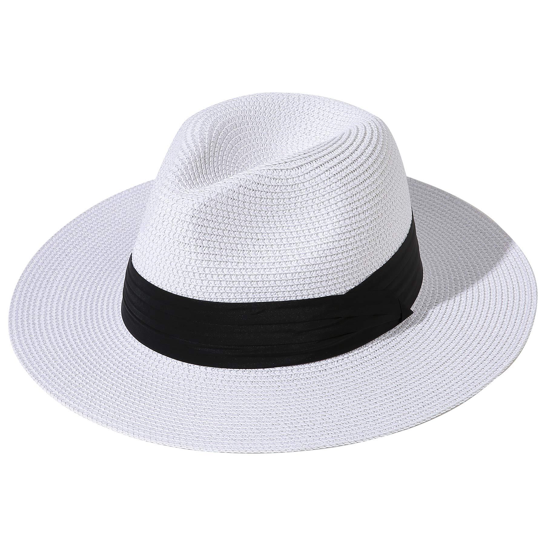 Packable Straw Fedora Panama Sun Summer Beach Hat Cuban Trilby