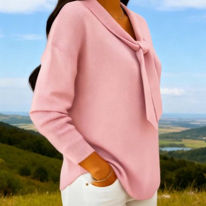 Women's Bow V-Neck Sweater