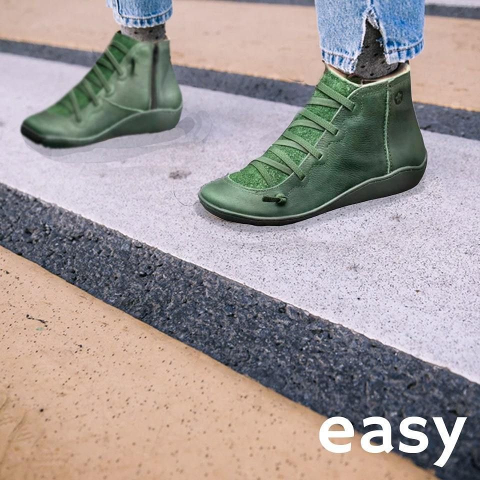 Premium Orthopedic Lace-Up Ankle Boots, Genuine Comfy Orthopedic Leather Boots, 2024 Design