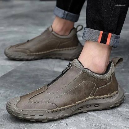 Handmade Leather Men's Casual Orthopedic Non-Slip Shoes