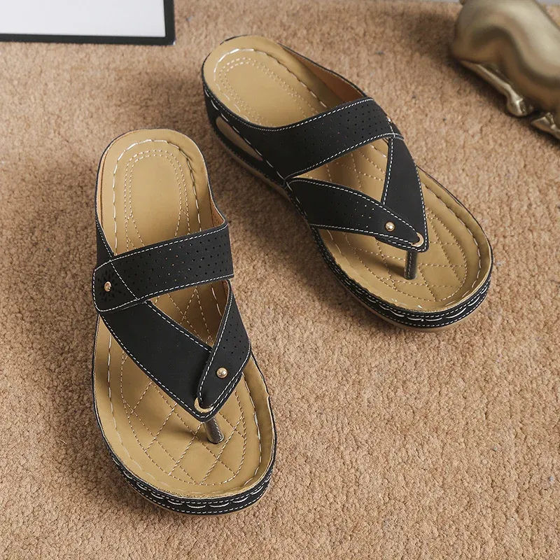 [#1 TRENDING SUMMER ] Summer New Hollow Toe Clip Ladies Bone Orthopedic Leather Sandals