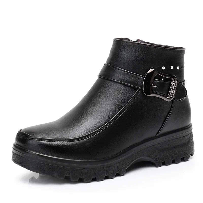 Orthopedic Women Ankle Boots Arch Support Warm Waterproof Genuine Leather Fashion