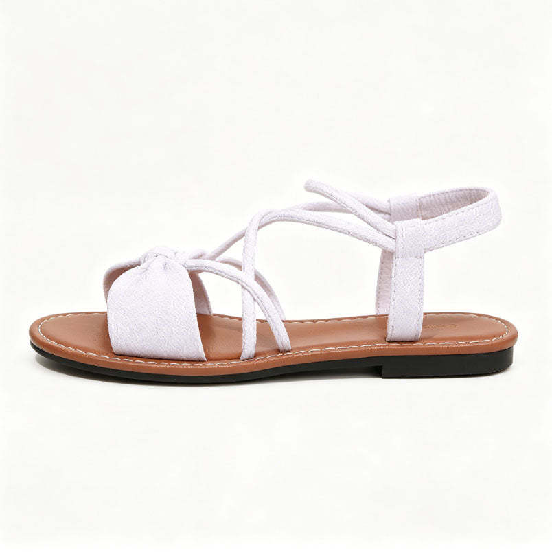 Knot-Front Elastic Ankle Sandals – Easy Slip-On with Arch Support