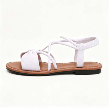 Knot-Front Elastic Ankle Sandals – Easy Slip-On with Arch Support