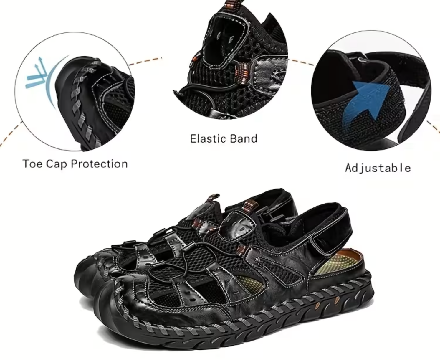 Closed-Toe Outdoor Sandals – Breathable Support for All-Day Walking