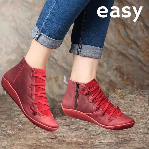 Premium Orthopedic Lace-Up Ankle Boots, Genuine Comfy Orthopedic Leather Boots, 2024 Design