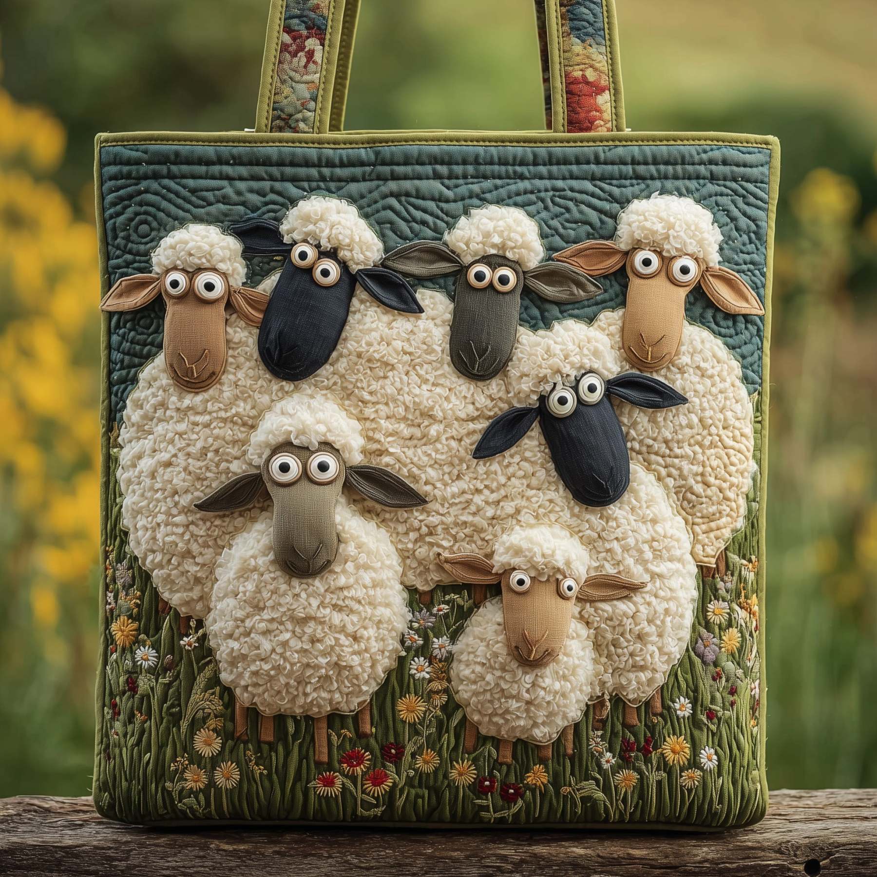 Whimsical Sheep Quilted Tote Bag GFTOMA2718