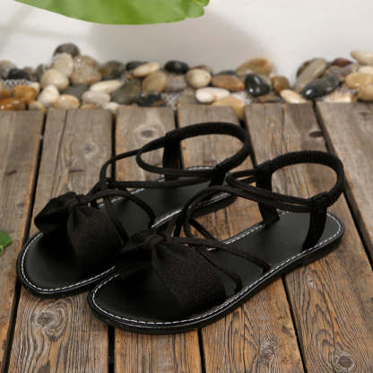 Knot-Front Elastic Ankle Sandals – Easy Slip-On with Arch Support
