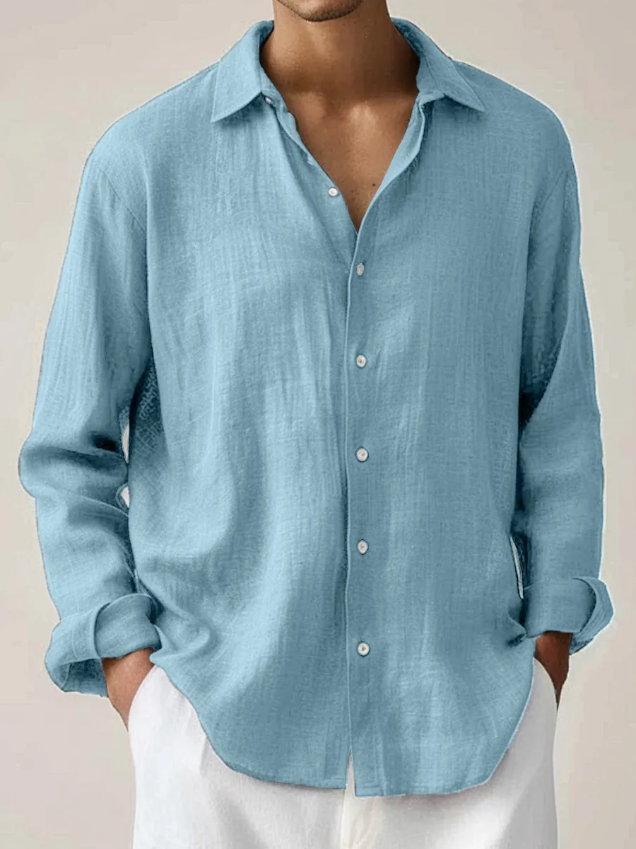 🍂 Early Fall Deal 49% OFF 🍂Men's Cotton-Linen Shirt Basics Solid Color Breathable Plus Size Shirts