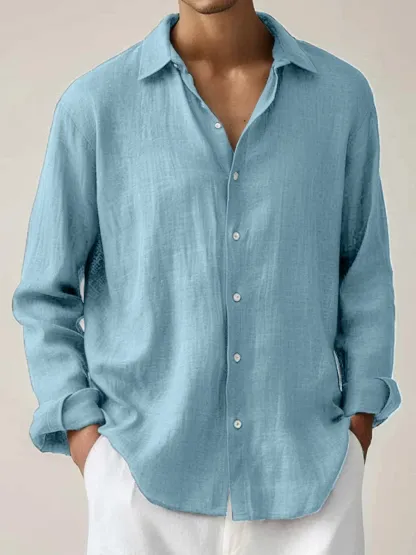 🍂 Early Fall Deal 49% OFF 🍂Men's Cotton-Linen Shirt Basics Solid Color Breathable Plus Size Shirts