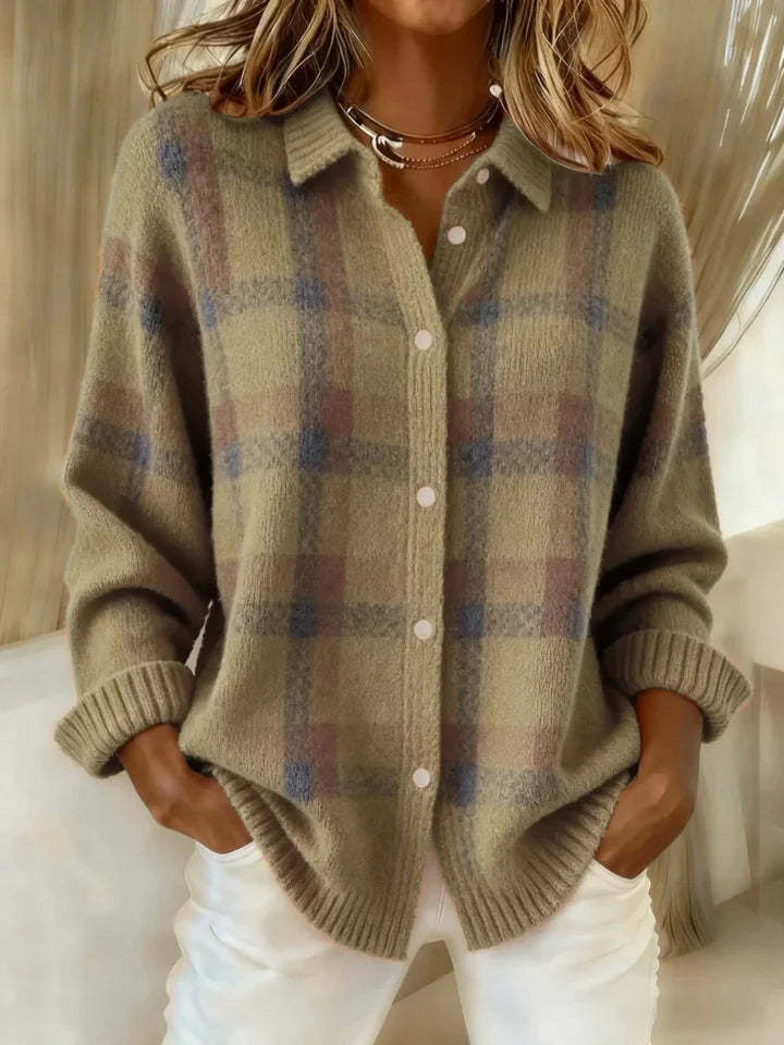 Women's Casual Contrast Retro Plaid shirt
