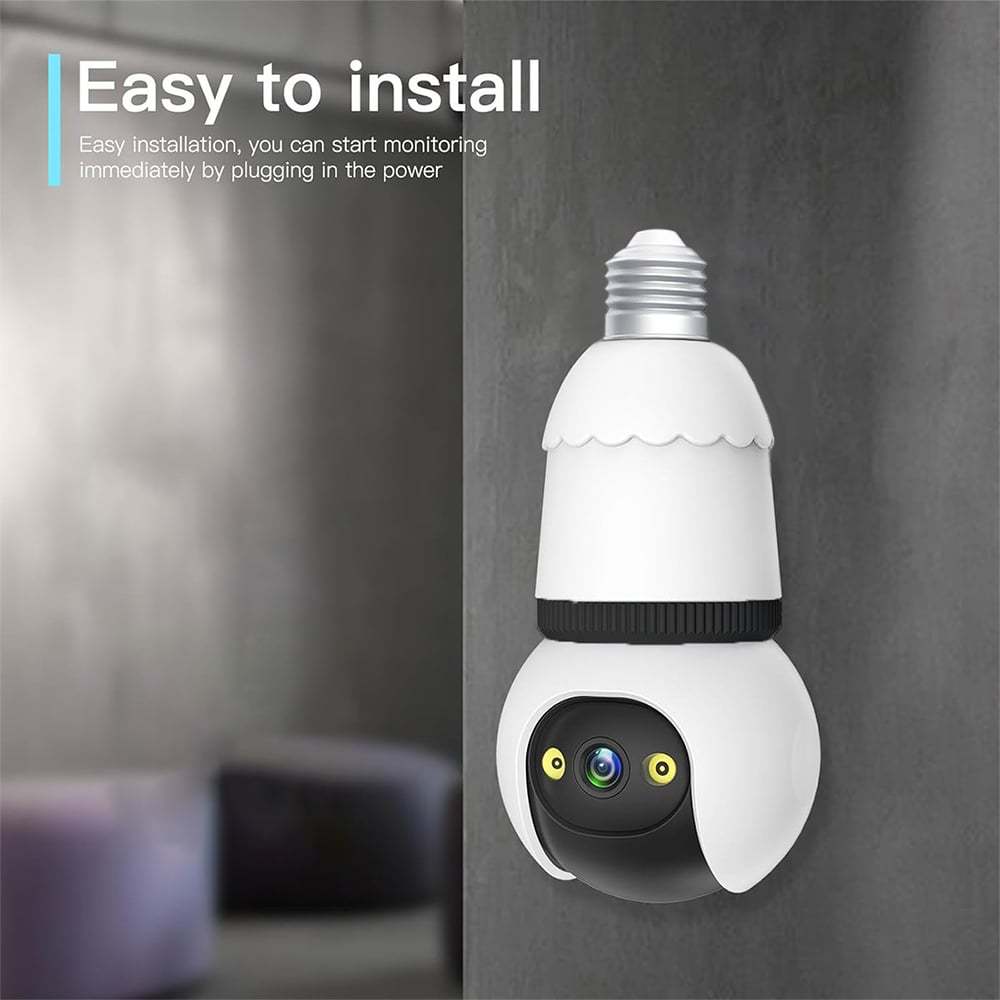 2MP Light Bulb Security Camera 2.4GHz Wireless Outdoor Indoor Camera with Night Vision